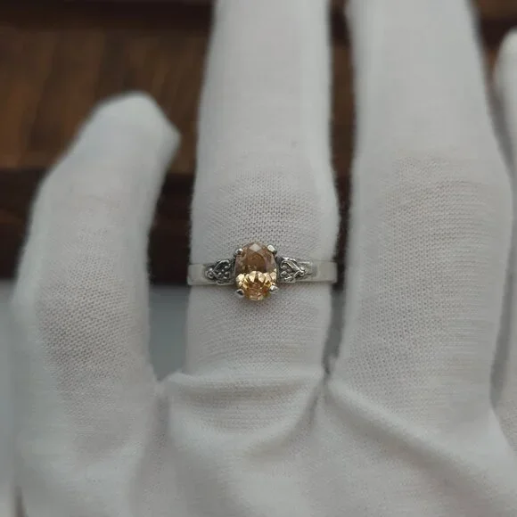 Jewelry Size 825 925 Sterling Silver Brown Cream Cubic Zirconia